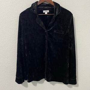 Nicole Miller New York Pajama Top Women's Size L Black Crushed Velvet NWT